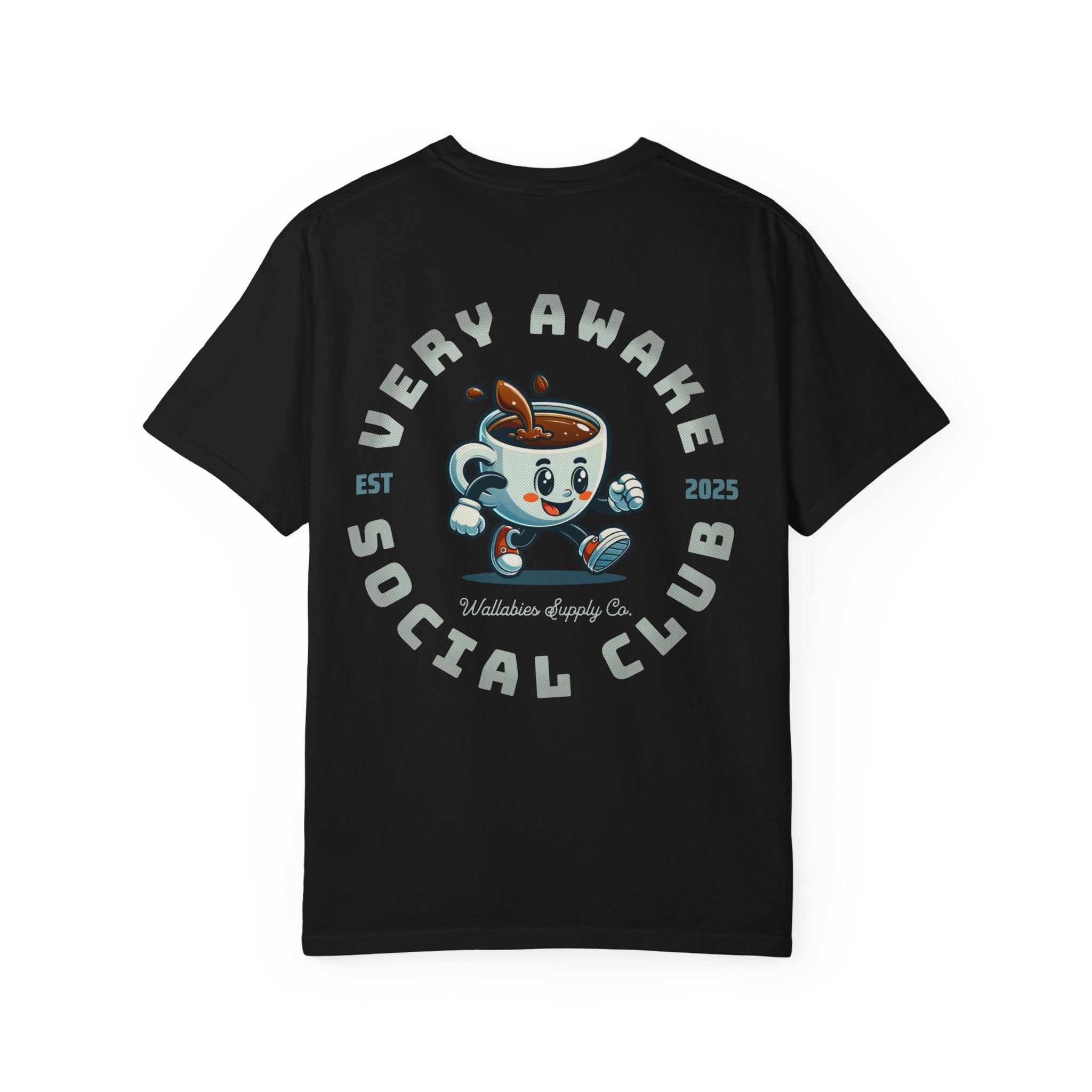 Very Awake Social Club T-Shirt — Retro Coffee Cup Graphic Tee