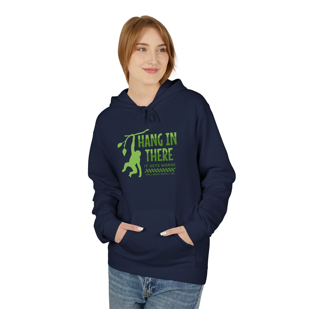 Hang In There Hoodie — Motivational Monkey Graphic Pullover