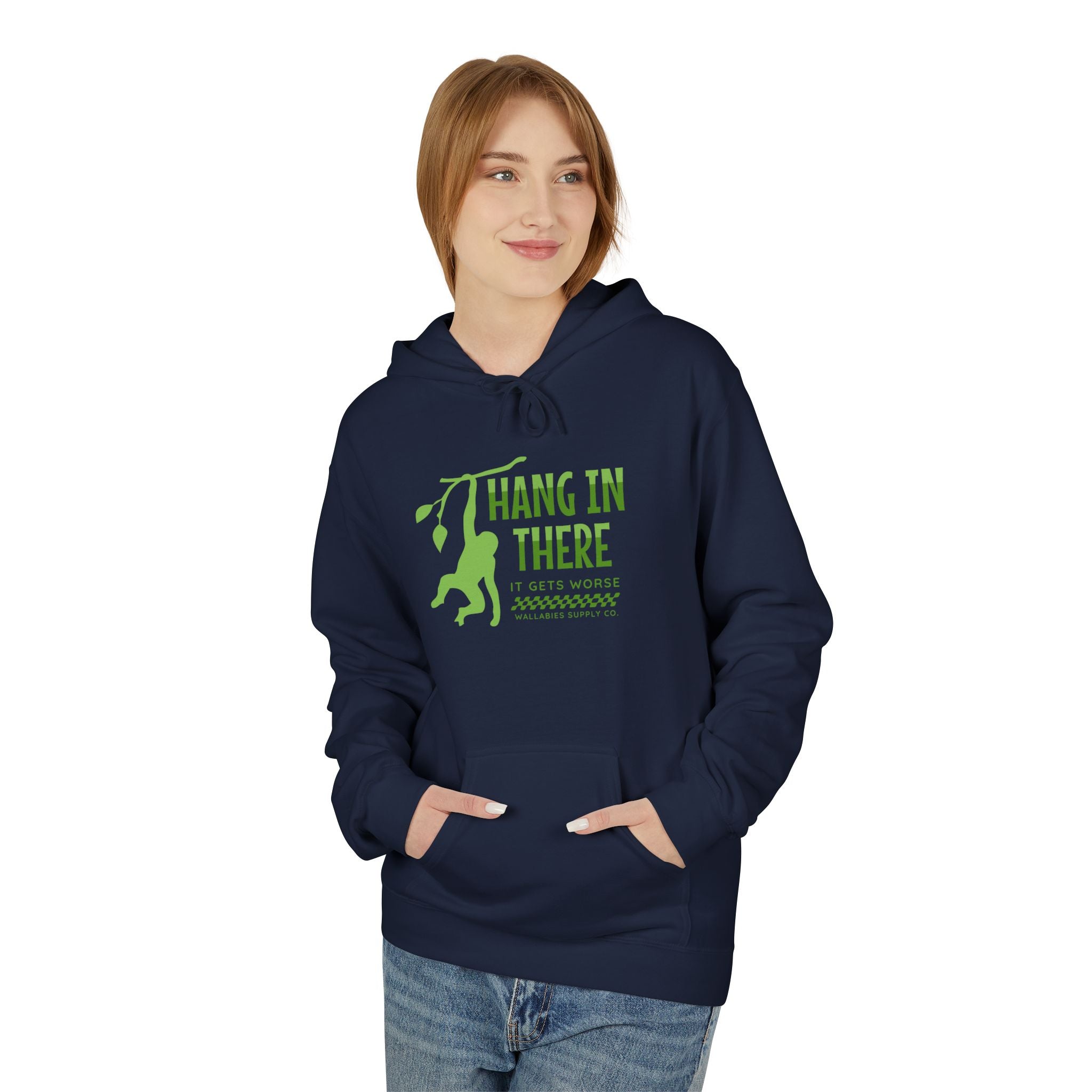 Hang In There Hoodie — Motivational Monkey Graphic Pullover