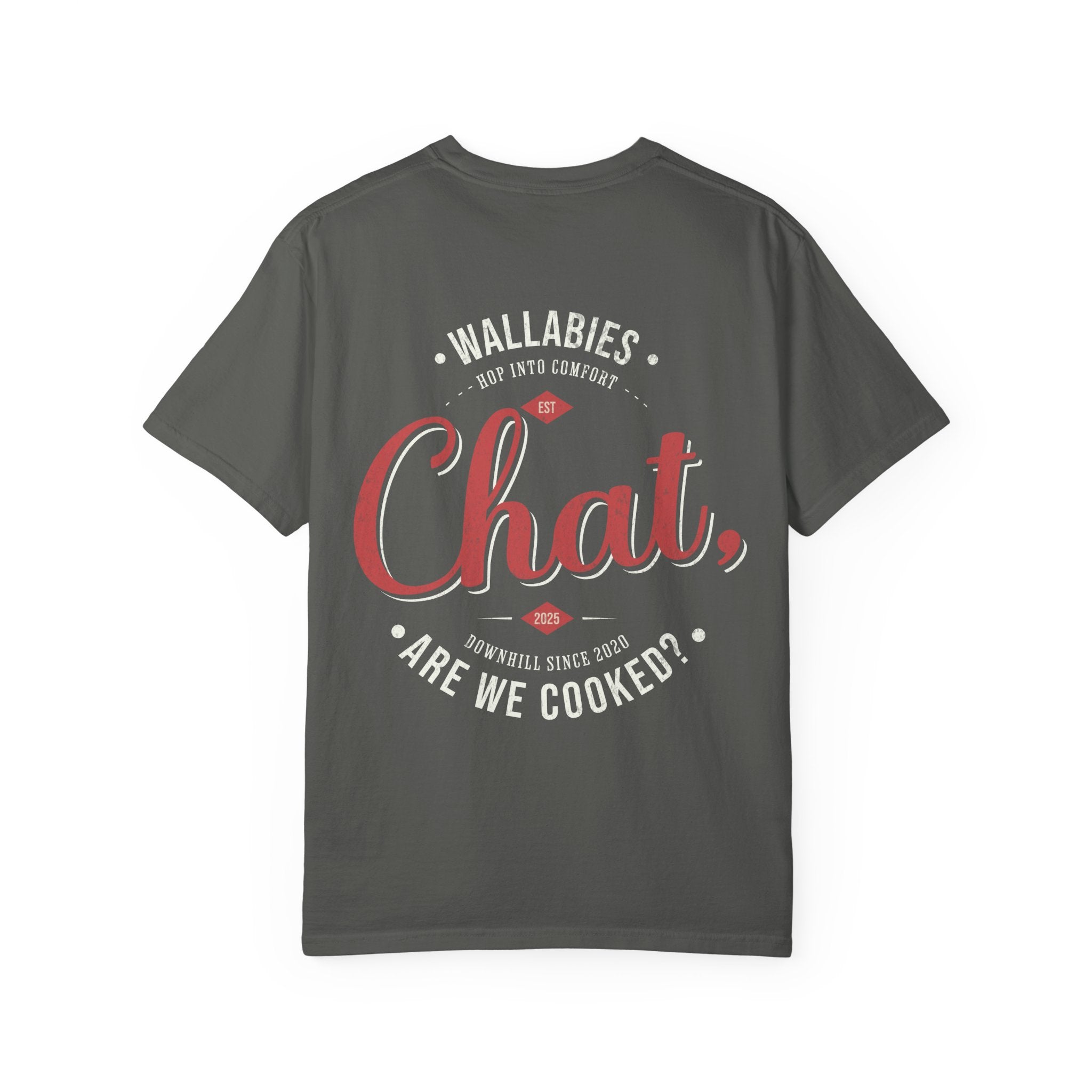 "Chat, Are We Cooked?" Vintage Wallabies Design -- Unisex Garment-Dyed Comfort Colors