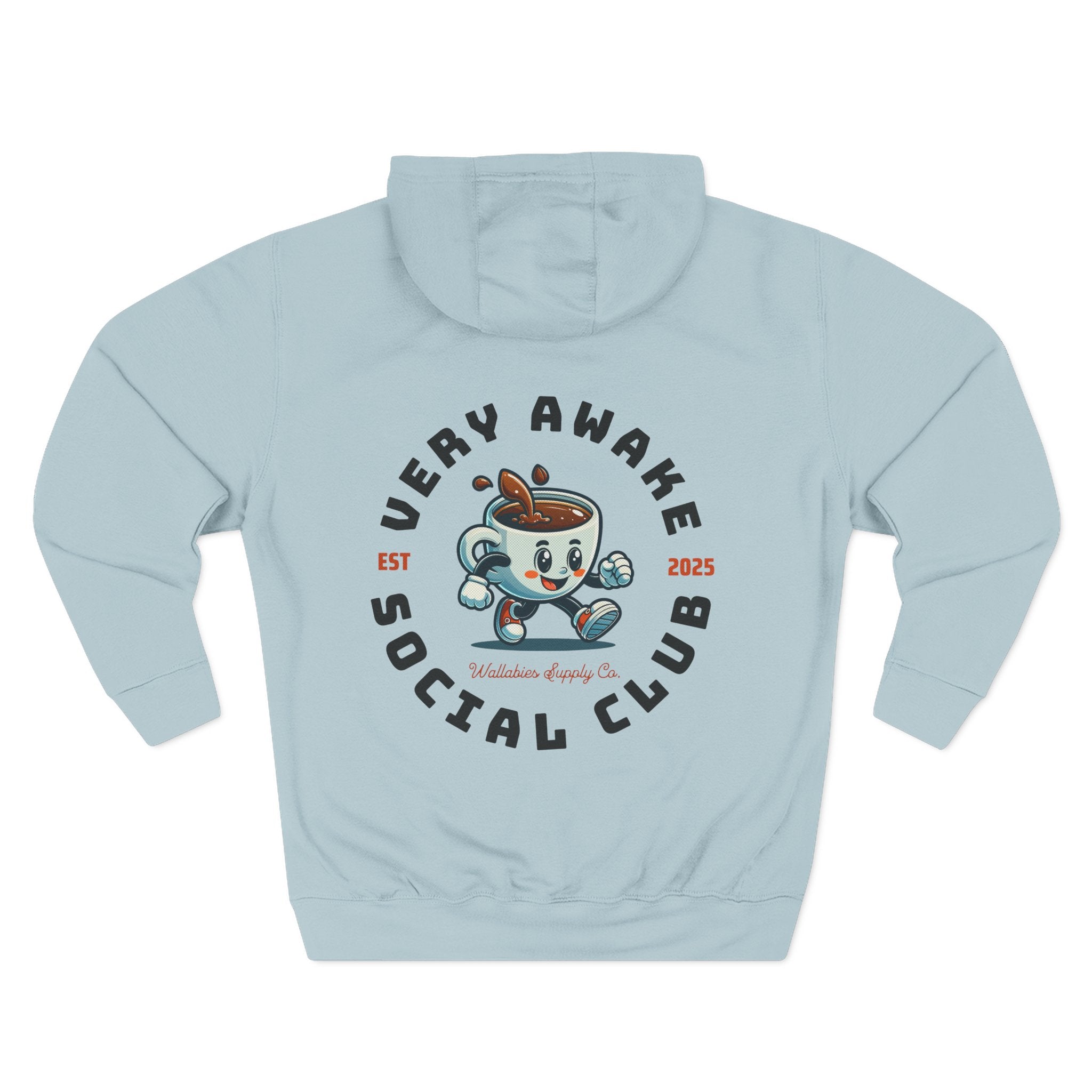 Very Awake Social Club Hoodie - Coffee Cup Graphic Fleece Pullover